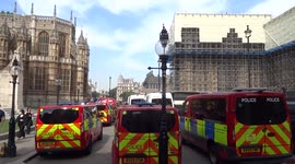 Enhanced police presence outside the Houses of Parliament with Extinction Rebellion Code Red event underway in central London
