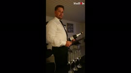 'Danish Man Tries Opening Champagne Bottle with a Sabre *EPIC FAIL*'