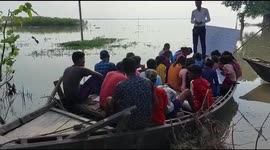 The Teachers conduct class on boats amid floods in Bihar's Katihar