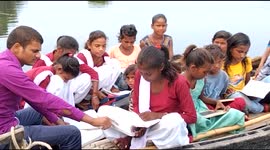 Teachers conduct classes on boats amid floods in Bihar’s Katihar district