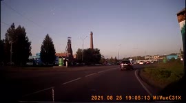 The car hit a pedestrian and gave him a ride on the roof