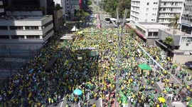 Drone footage of Pro-Bolsonaro protest in São Paulo, Brazil