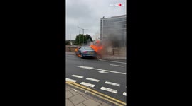 'Car Catches Fire on Ring Road Near Wembley, London'