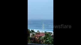 High waves from strong hurricane wind Olaf in Cabo San Lucas, BCS, Mexico