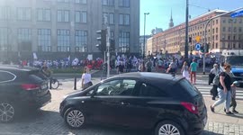 Polish healthcare workers protest, demand higher pay in Warsaw, Poland