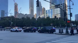 Joe Biden’ motorcade arrives at the 9/11 Memorial in New York City