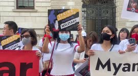 Hundreds protest outside UK Foreign Office against military regime in Myanmar