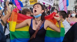 LGBT community held a large rally in Madrid on Saturday