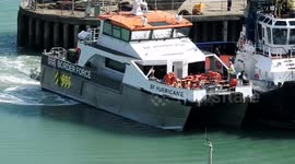 UK Border Force boat BF Hurricane arrives in Dover with migrants