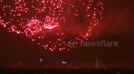 Fireworks for 800 years anniversary of Alexander Nevskiy celebration in St Petersburg, Russia