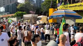 Protest against President Bolsonaro on Avenida Paulista in Sao Paulo, Brazil