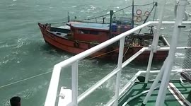 Stranded fishing boat rescued by coast guards in eastern India