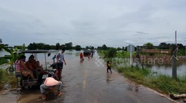Reservoir overflows flooding villages in northern Thailand after heavy rain