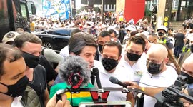 Confusion at the protest against Jair Bolsonaro on Avenida Paulista in São Paulo, Brazil