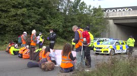 Insulate Britain climate campaign group block traffic around M25 motorway.