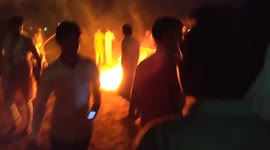 The Holi Night Celebration In The India Rajasthan .The People are Celebrating Very Humble