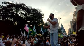 Governor of the State of São Paulo speaks at the protest against Jair Bolsonaro on Avenida Paulista, Brazil