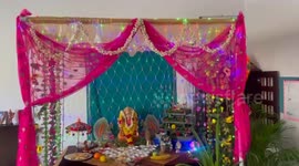 Ganpati Idol decorated at Home on Ganesh Chaturthi Festival in India