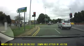 A car jumps 2 sets of red lights near Chantry Bridge in Wakefield