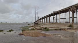 Coastal flooding caused by Tropical Storm Nicholas near Corpus Christi, Texas, USA