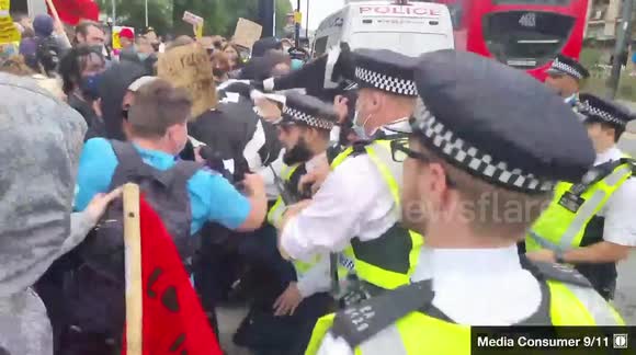 Antifa Fight With Police At Immigration Counter-Protest in Croydon
