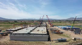 Drone Footage Of Bridge Construction In Hebei, China