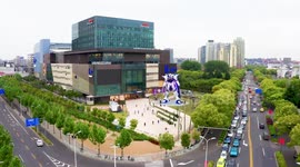 Drone Footage Gundam Statue in Shanghai, China