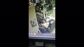 A hidden camera captured the funny moment when the employee arranged her workplace in Minsk, Belarus