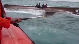Jakarta SAR Team Evacuates Six Passengers on a Capsized Fishing Boat In Damar Island Waters, Thousand Islands, North Jakarta, Indonesia