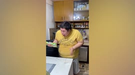 Glass table top shatters during vlogger's cooking shoot