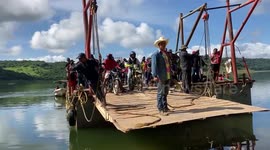 Migrants cross the southern border of Mexico in Chiapas