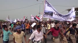 The streets of Mocha, Yemen denounce the Houthi terrorism that invaded the port