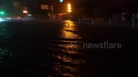 Streets submerged by flash floods due to heavy rainfall in southern China