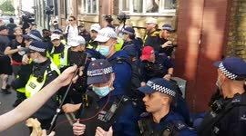 Arrest made at London anti-vaxx protest as counter-demonstrator heckles attendees
