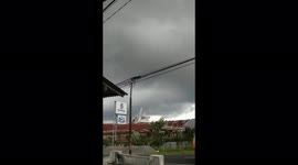 Dramatic moment roof flies off Indonesia home amid heavy storms