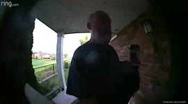 spilt coffee on dog while opening front door using RING doorbell