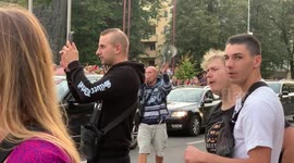 Protesters on Republic Square in Ljubljana, Slovenia