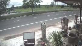 ‘Drunk driving’ cabbie spins out of control on wet road before hitting electricity post
