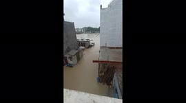 Waterlogged streets in Lucknow, India after heavy rains