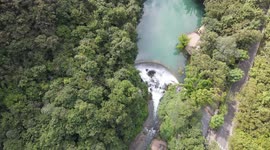 Aerial Footage Of Xiaoqikong Wollongtan Waterfall, China