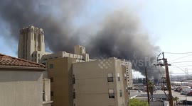 Big fire in Boyle heights next to the old Sears building