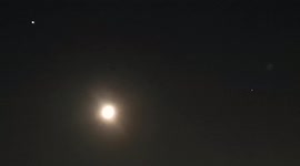 Jupiter, Saturn and moon form triangle in the sky