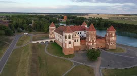View from a height of Mir Castle in Mir, Belarus