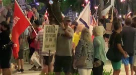 Covid anti vaccine Protest in hawaii, oahu, Waikiki - about 100 people gathered in the heart of Waikiki to protest against Hawaii’s latest COVID restrictions