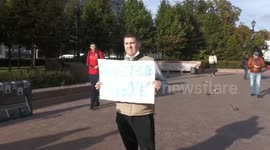In Moscow, Russia a man was detained with a poster «For fair elections!»