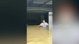 Homes and cars flooded after heavy rain in Pattaya, Thailand