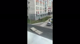 Students jump out of the building as a result of the shooting