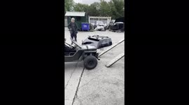 'How to NOT load a mini jeep onto a truck '