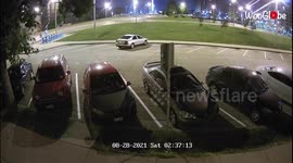 'Milwaukee, WI: CCTV footage shows two intense roundabout car crashes within 5 minutes of each other
'