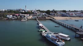 AERIAL IMAGE OF THE PORT AND URBAN NUCLEUS OF EL ROMPIDO, HUELVA, SPAIN